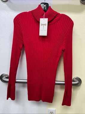 Tyler Boe Vibrant Red Ribbed Turtleneck